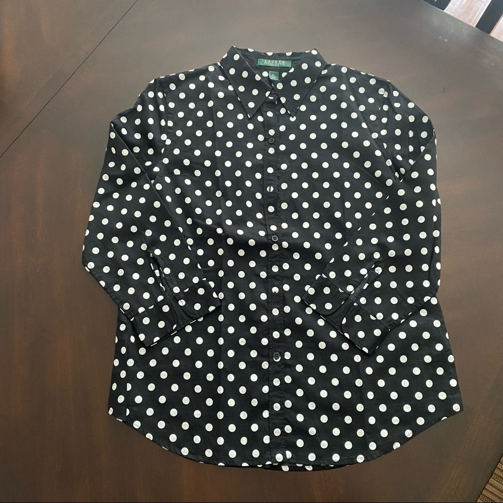 Black and white polka dot Ralph Lauren button down